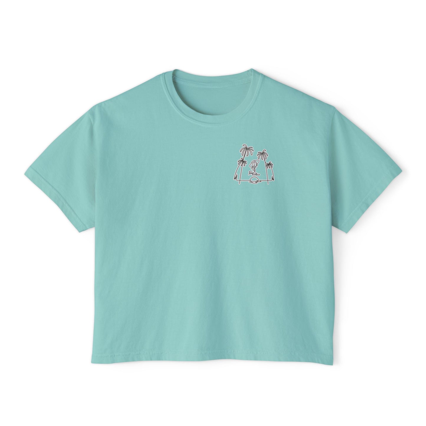 Women's Boxy Tee with Palm Tree Design, Summer Vibes, Casual Wear, Beach Trip, Gift for Her, Vacation Style