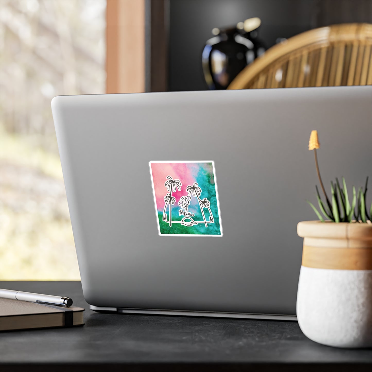 Tropical Vinyl Decals for Beach Lovers, Home Decor, Surfing Gift, Watercolor Sticker, Nature Aesthetic, Summer Vibes
