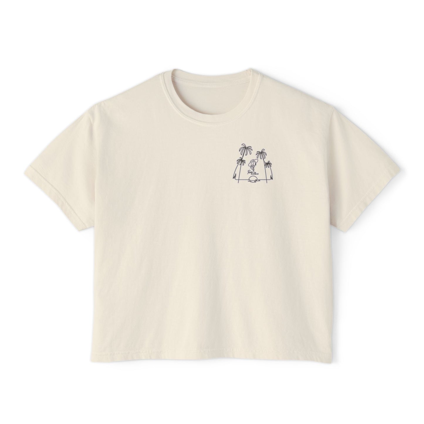 Women's Boxy Tee with Palm Tree Design, Summer Vibes, Casual Wear, Beach Trip, Gift for Her, Vacation Style