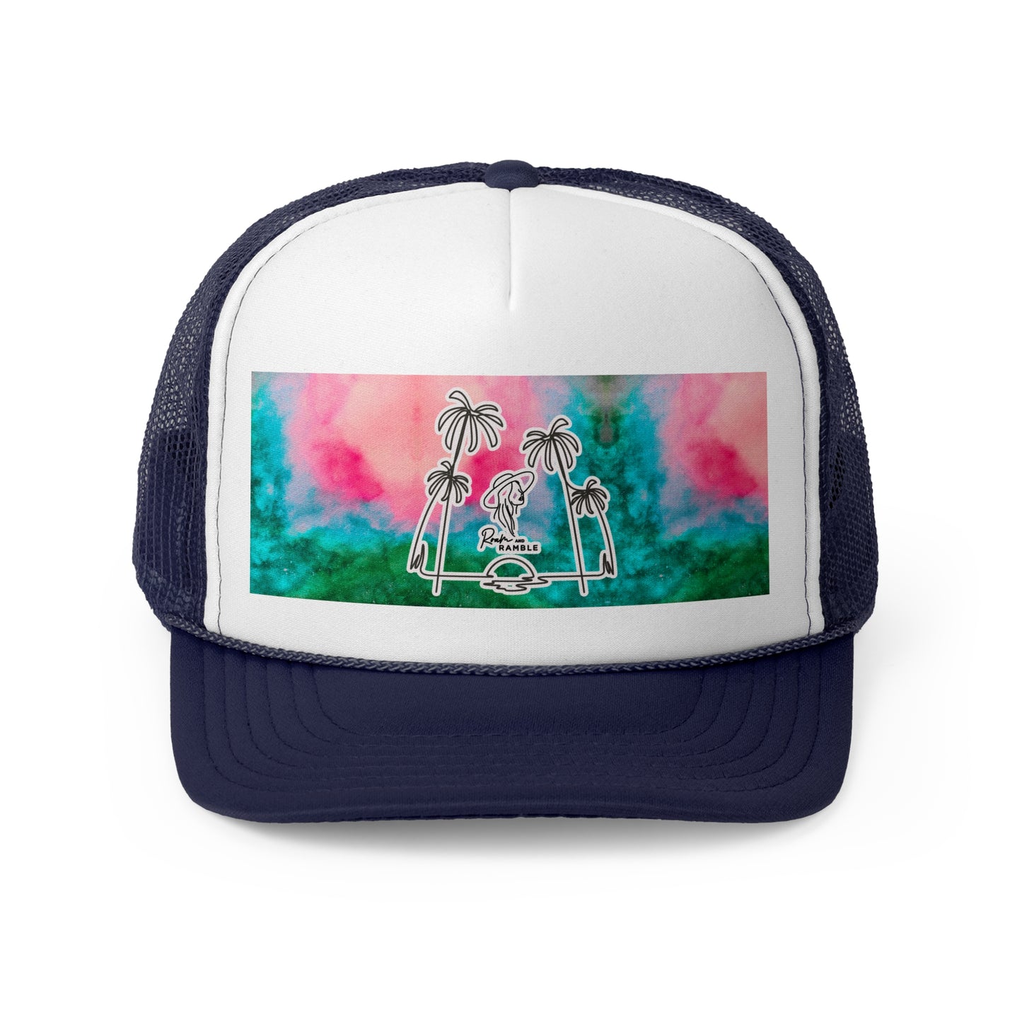 Vibrant Tropical Trucker Cap, Summer Beach Hat, Vintage Style Baseball Cap, Festival Headwear, Gift for Adventure Lovers