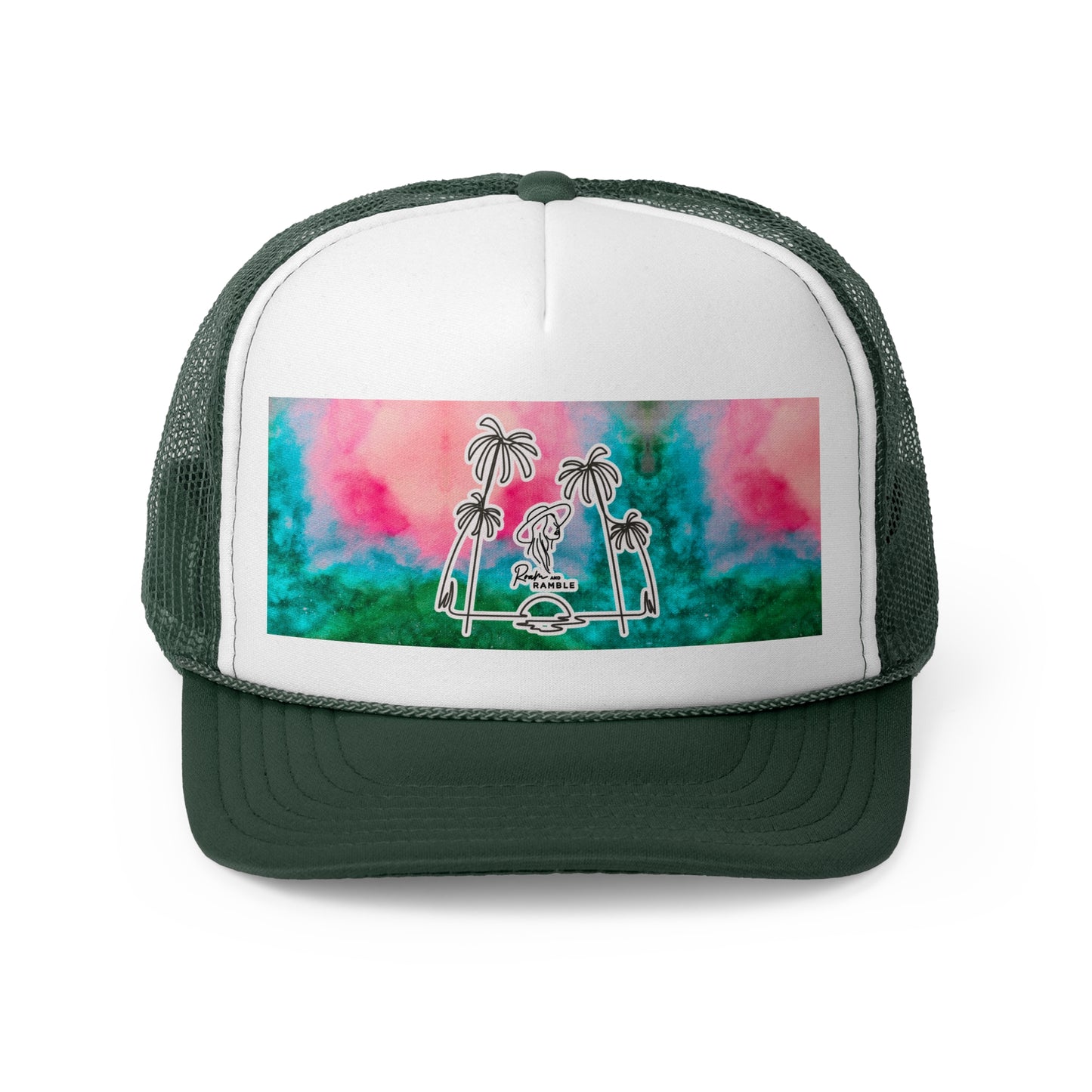 Vibrant Tropical Trucker Cap, Summer Beach Hat, Vintage Style Baseball Cap, Festival Headwear, Gift for Adventure Lovers