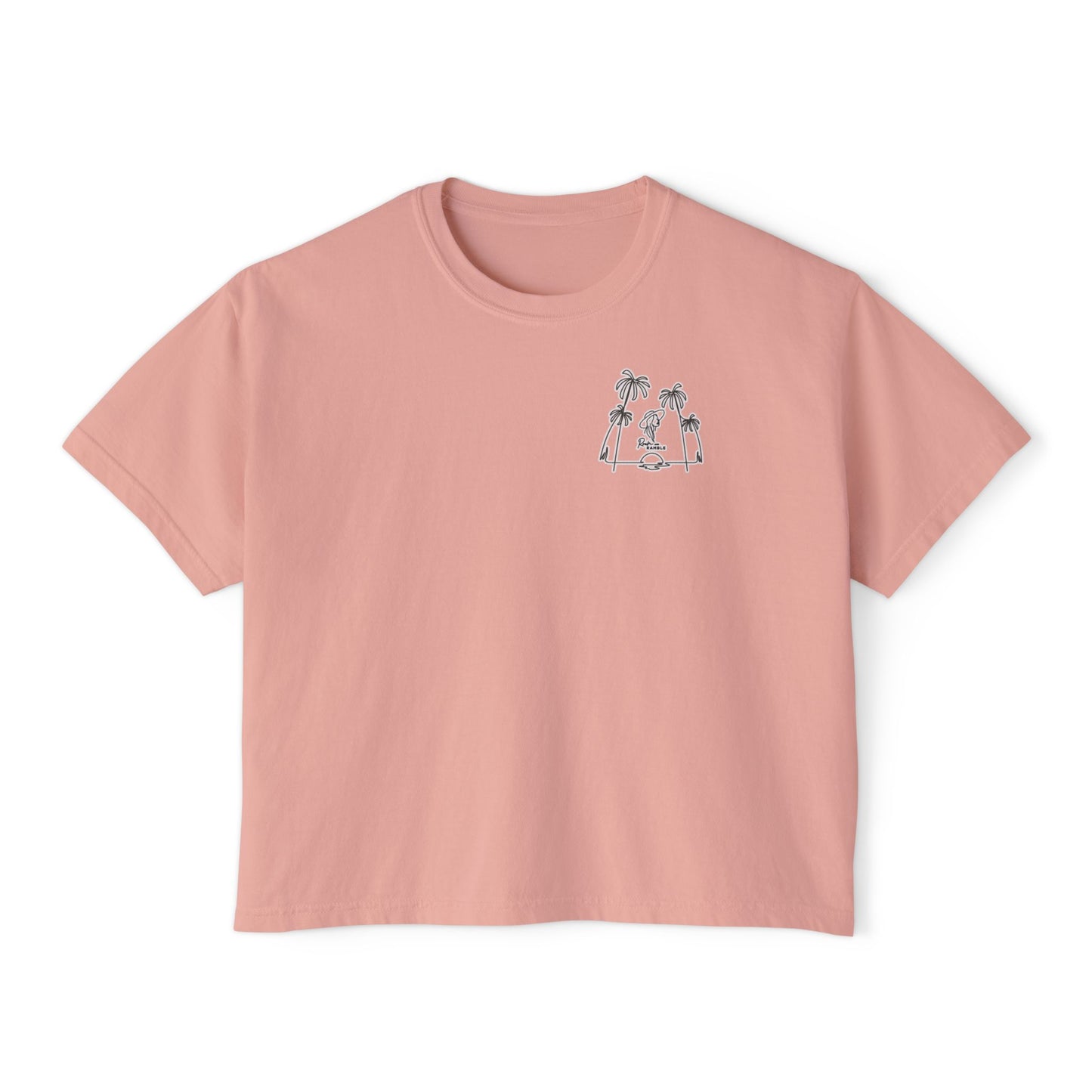 Women's Boxy Tee with Palm Tree Design, Summer Vibes, Casual Wear, Beach Trip, Gift for Her, Vacation Style