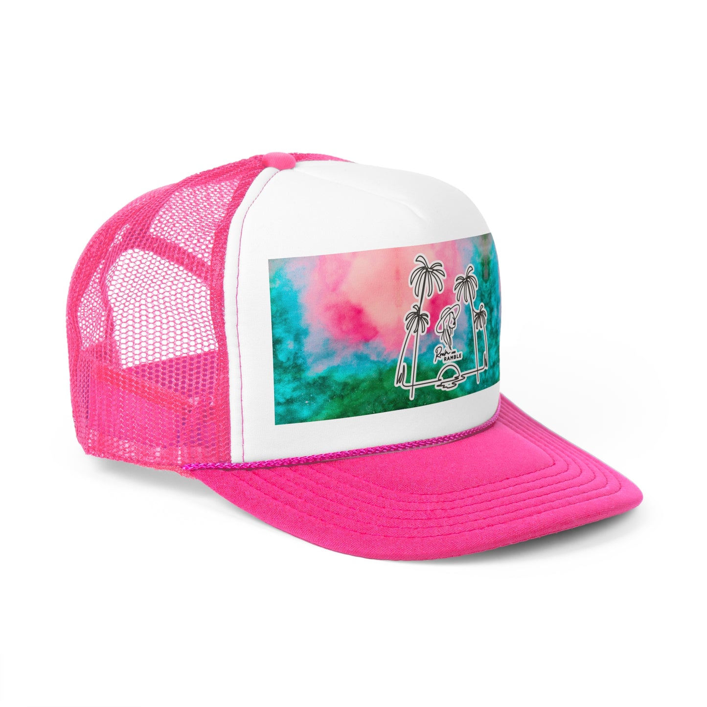 Vibrant Tropical Trucker Cap, Summer Beach Hat, Vintage Style Baseball Cap, Festival Headwear, Gift for Adventure Lovers