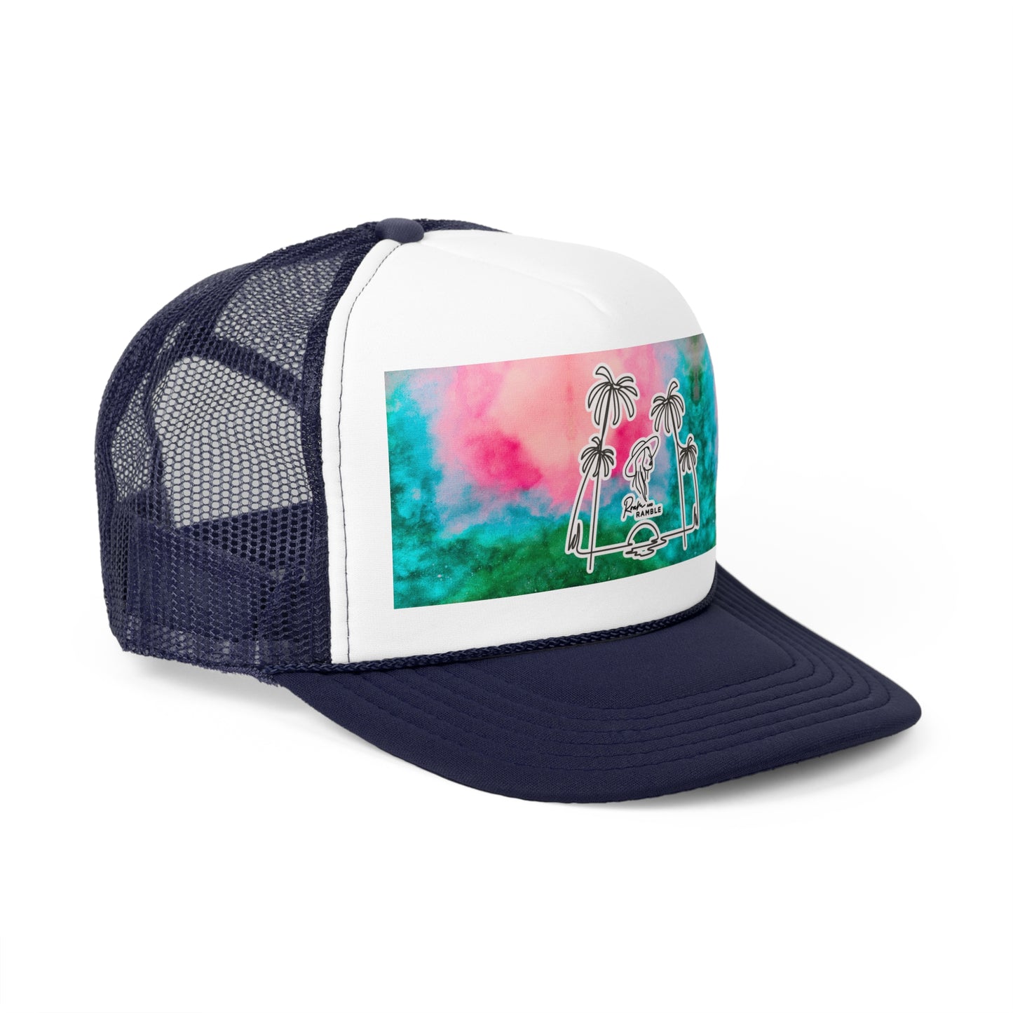 Vibrant Tropical Trucker Cap, Summer Beach Hat, Vintage Style Baseball Cap, Festival Headwear, Gift for Adventure Lovers