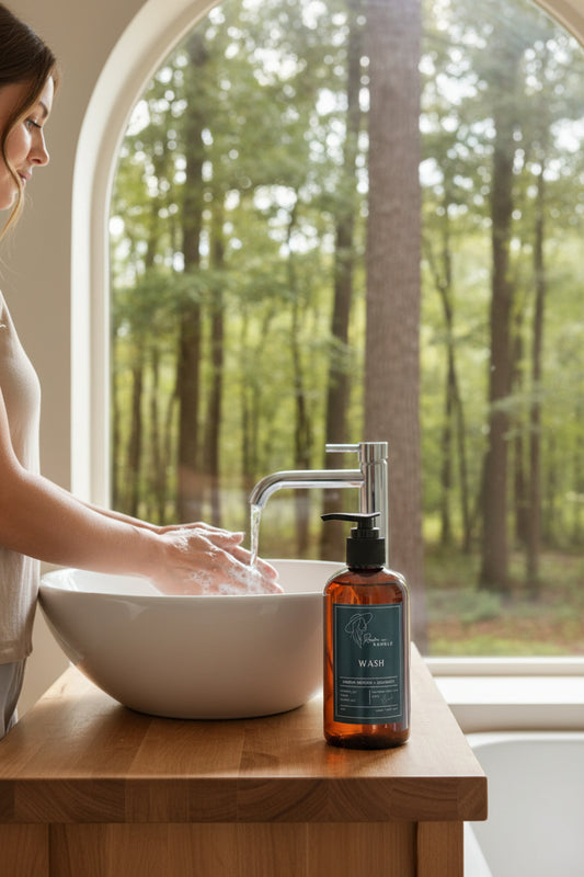 Amber Woods + Bourbon Organic Hand & Body Wash 8 oz