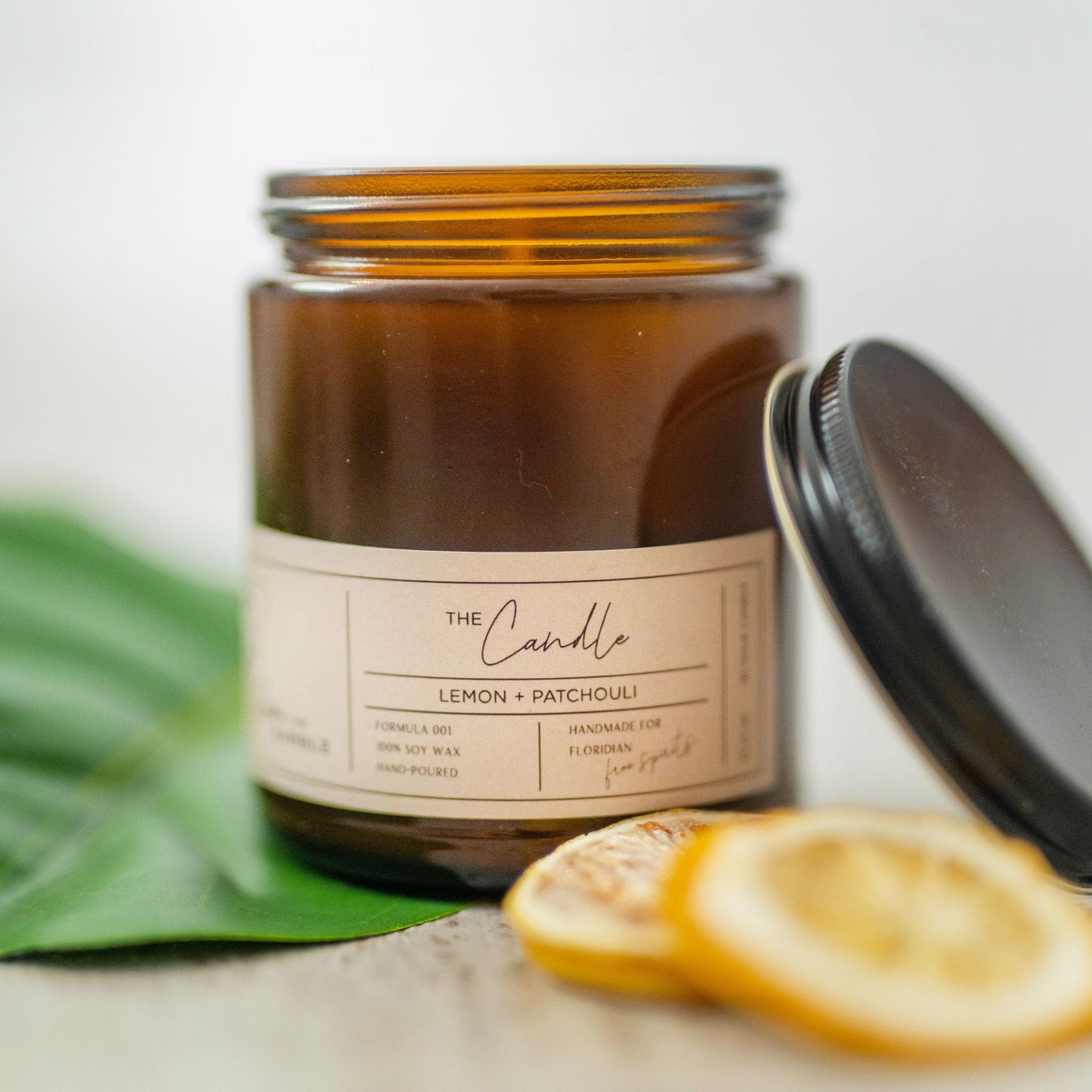 Hand-poured Lemon + Patchouli soy candle