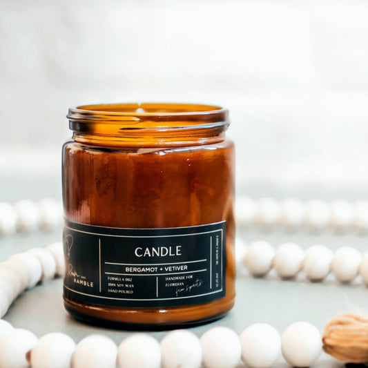 Handmade non-toxic bergamot vetiver candle