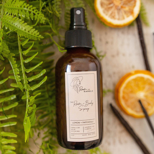 Lemon + Patchouli Room & Body Spray 4 oz