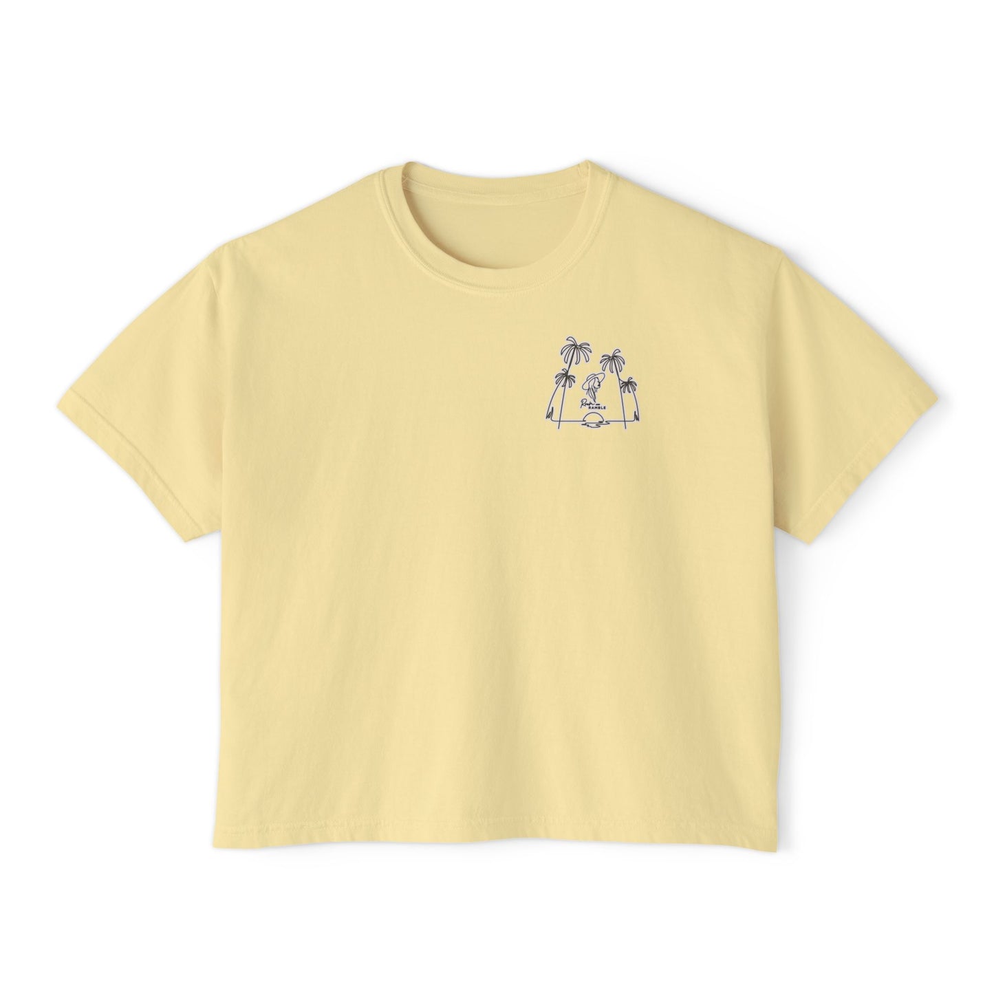 Women's Boxy Tee with Palm Tree Design, Summer Vibes, Casual Wear, Beach Trip, Gift for Her, Vacation Style