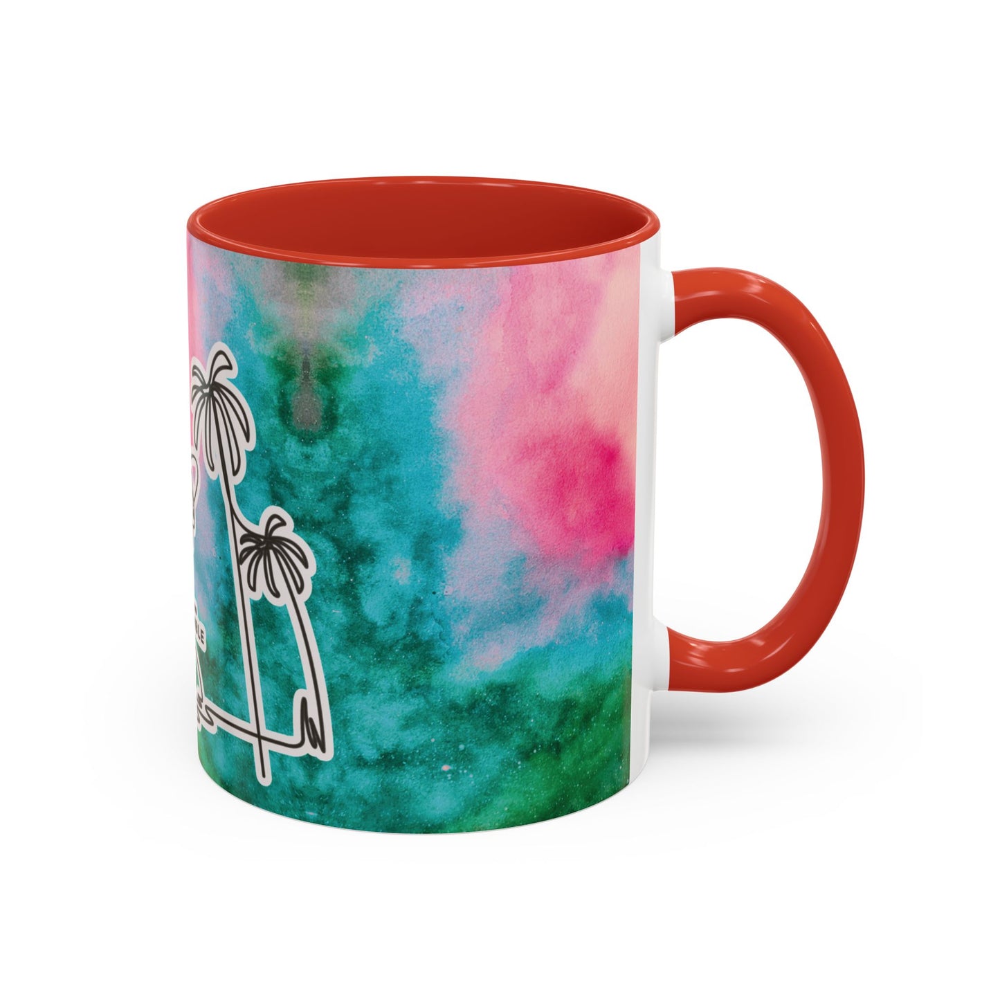 Tropical Accent Coffee Mug - Beach Vibes, Gift for Coffee Lovers, Travel Inspired, Summer Drinks, Colorful Kitchen Decor