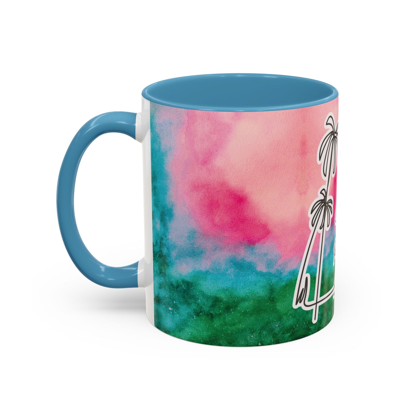 Tropical Accent Coffee Mug - Beach Vibes, Gift for Coffee Lovers, Travel Inspired, Summer Drinks, Colorful Kitchen Decor