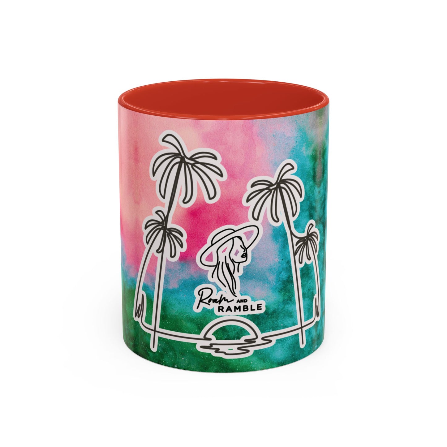 Tropical Accent Coffee Mug - Beach Vibes, Gift for Coffee Lovers, Travel Inspired, Summer Drinks, Colorful Kitchen Decor