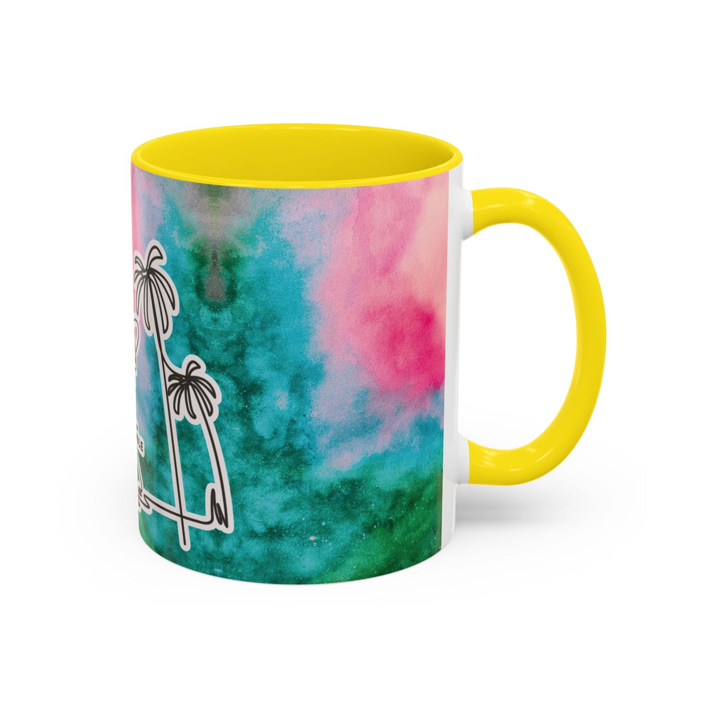 Tropical Accent Coffee Mug - Beach Vibes, Gift for Coffee Lovers, Travel Inspired, Summer Drinks, Colorful Kitchen Decor