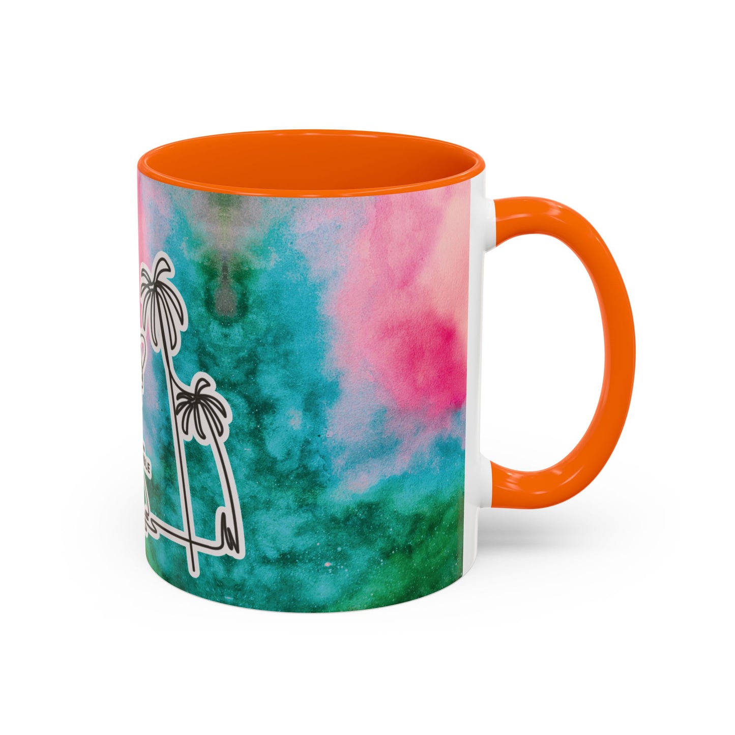 Tropical Accent Coffee Mug - Beach Vibes, Gift for Coffee Lovers, Travel Inspired, Summer Drinks, Colorful Kitchen Decor