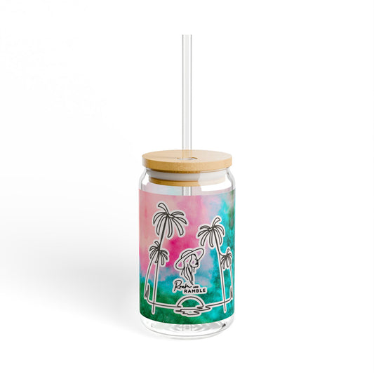 Tropical Sipper Glass, 16oz - Fun Drinkware for Summer Parties, Beach Days, Poolside, Gifts, Eco-Friendly