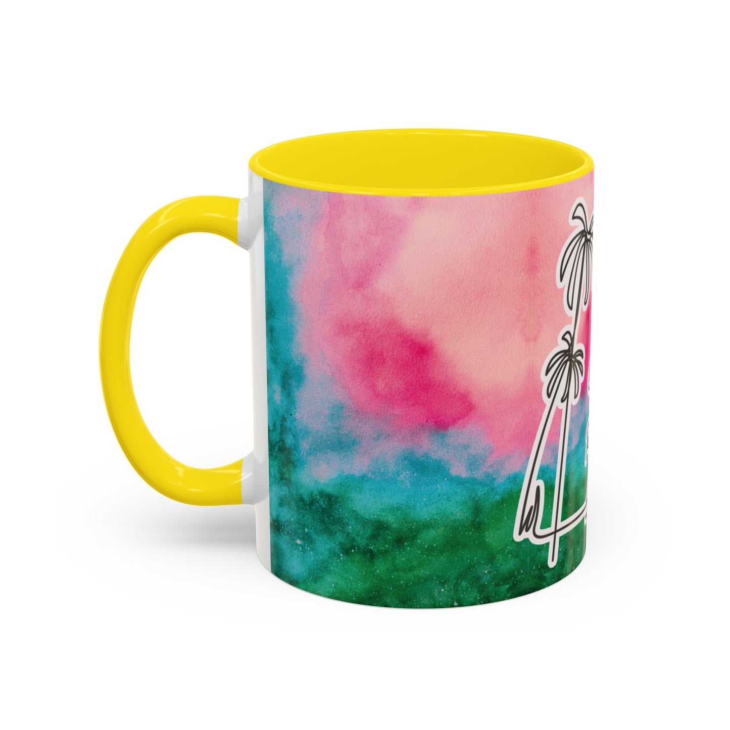 Tropical Accent Coffee Mug - Beach Vibes, Gift for Coffee Lovers, Travel Inspired, Summer Drinks, Colorful Kitchen Decor