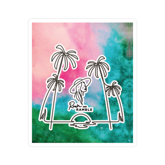 Tropical Vinyl Decals for Beach Lovers, Home Decor, Surfing Gift, Watercolor Sticker, Nature Aesthetic, Summer Vibes