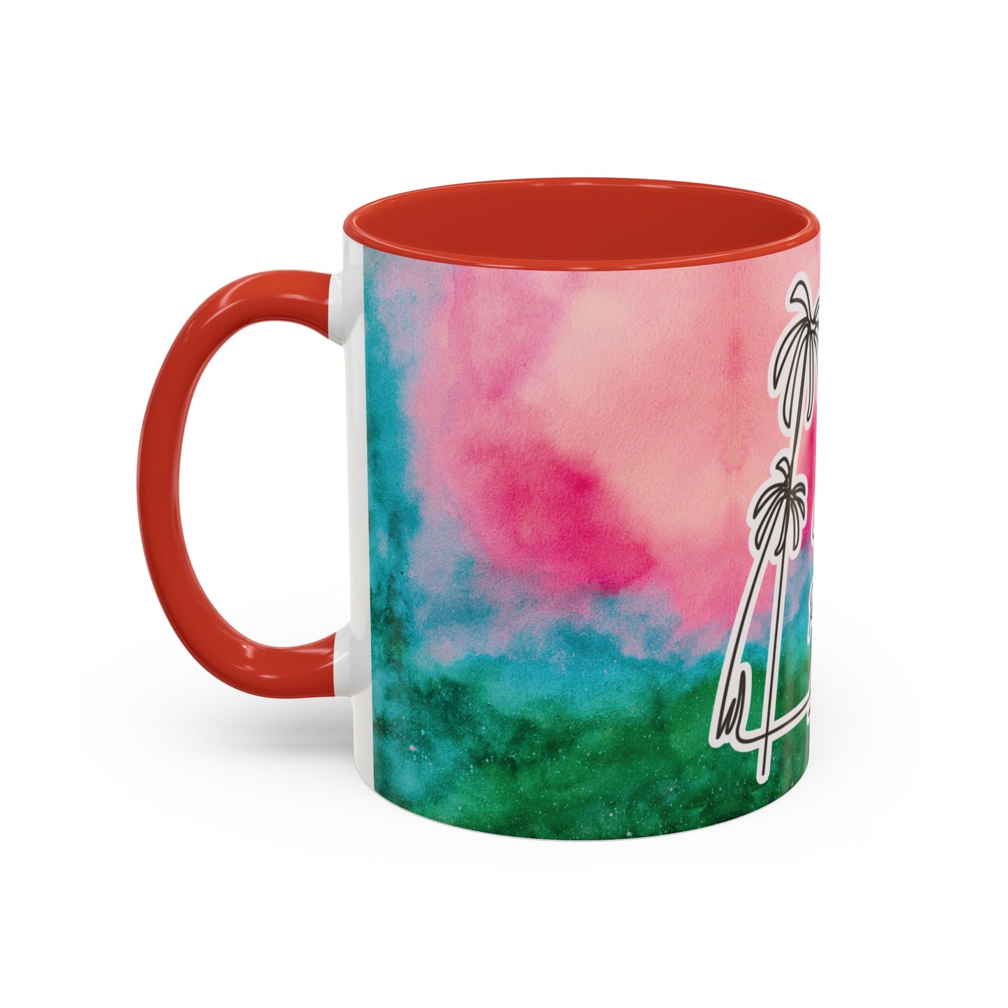 Tropical Accent Coffee Mug - Beach Vibes, Gift for Coffee Lovers, Travel Inspired, Summer Drinks, Colorful Kitchen Decor
