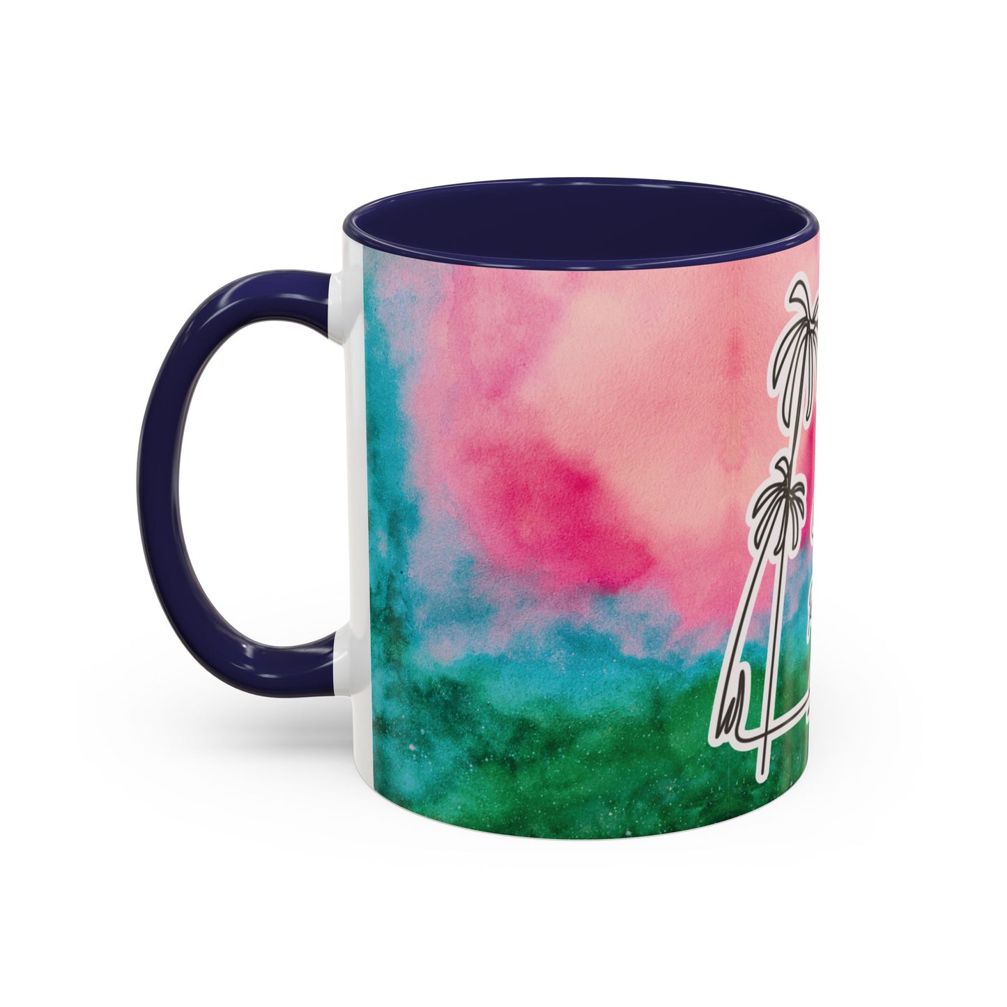Tropical Accent Coffee Mug - Beach Vibes, Gift for Coffee Lovers, Travel Inspired, Summer Drinks, Colorful Kitchen Decor