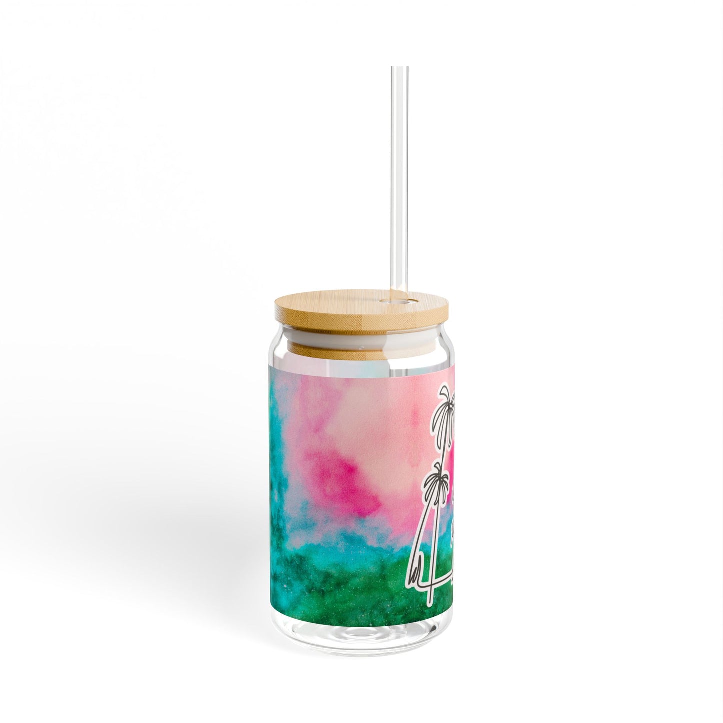 Tropical Sipper Glass, 16oz - Fun Drinkware for Summer Parties, Beach Days, Poolside, Gifts, Eco-Friendly